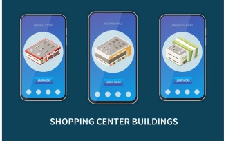 Shopping Mall Supermarket Buildings Isometric 210310934 Vector Illustration Concept