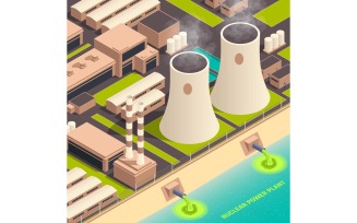 Toxic Waste Nuclear Chemical Pollusion Biohazard Isometric 210310106 Vector Illustration Concept