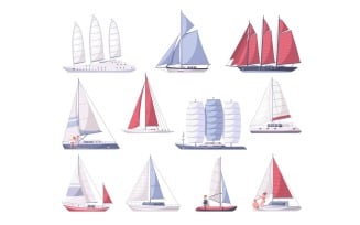 Yachting Cartoon Set 210220301 Vector Illustration Concept