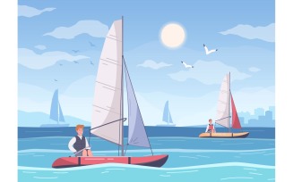 Yachting Cartoon Set 210220308 Vector Illustration Concept