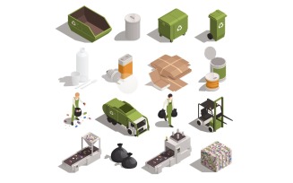 Garbage Recycling Isometric Set 201210118 Vector Illustration Concept