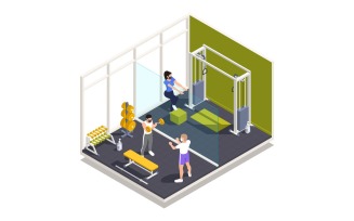 Gym Workout Fitness Isometric 210210103 Vector Illustration Concept