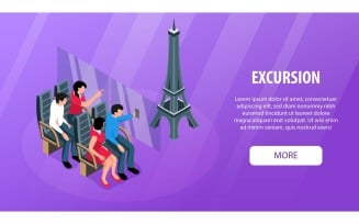 Isometric Excursion Tourists Guide Horizontal Banner 210310513 Vector Illustration Concept