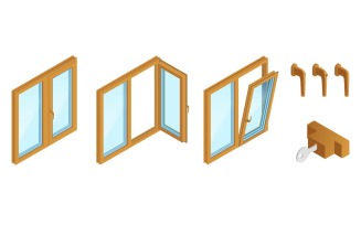 Isometric Installation Windows Wooden 210350405 Vector Illustration Concept