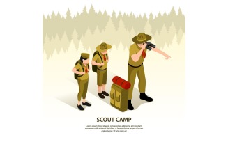 Isometric Scout Camp 210310527 Vector Illustration Concept