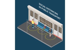 Social Distancing Isometric 210210904 Vector Illustration Concept