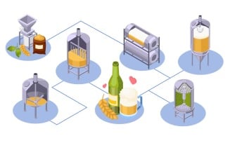 Brewery Beer Production Isometric 210203910 Vector Illustration Concept