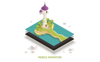 Mobile Gaming Isometric Set 210110128 Vector Illustration Concept