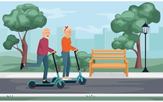 Elderly People Scooter 210270505 Vector Illustration Concept