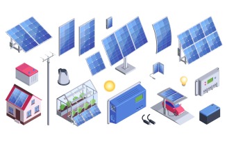 Isometric Solar Energy Equipment Set 210350416 Vector Illustration Concept