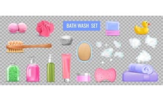 Realistic Bath Wash Transparent Set 210330502 Vector Illustration Concept