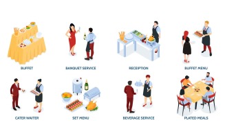 Isometric Banquet Service Compositions 210403217 Vector Illustration Concept
