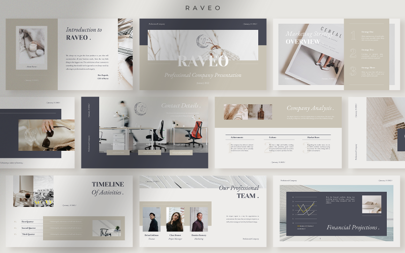 Raveo - Elegant Professional Company Presentation PowerPoint Template