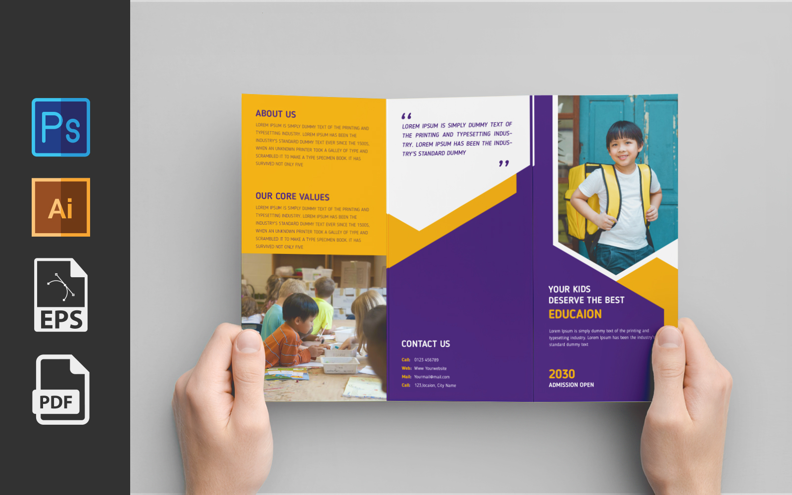Template #209496 Brochureeducationbrochureflyerleafletcovermanual Reporttrifold Webdesign Template - Logo template Preview