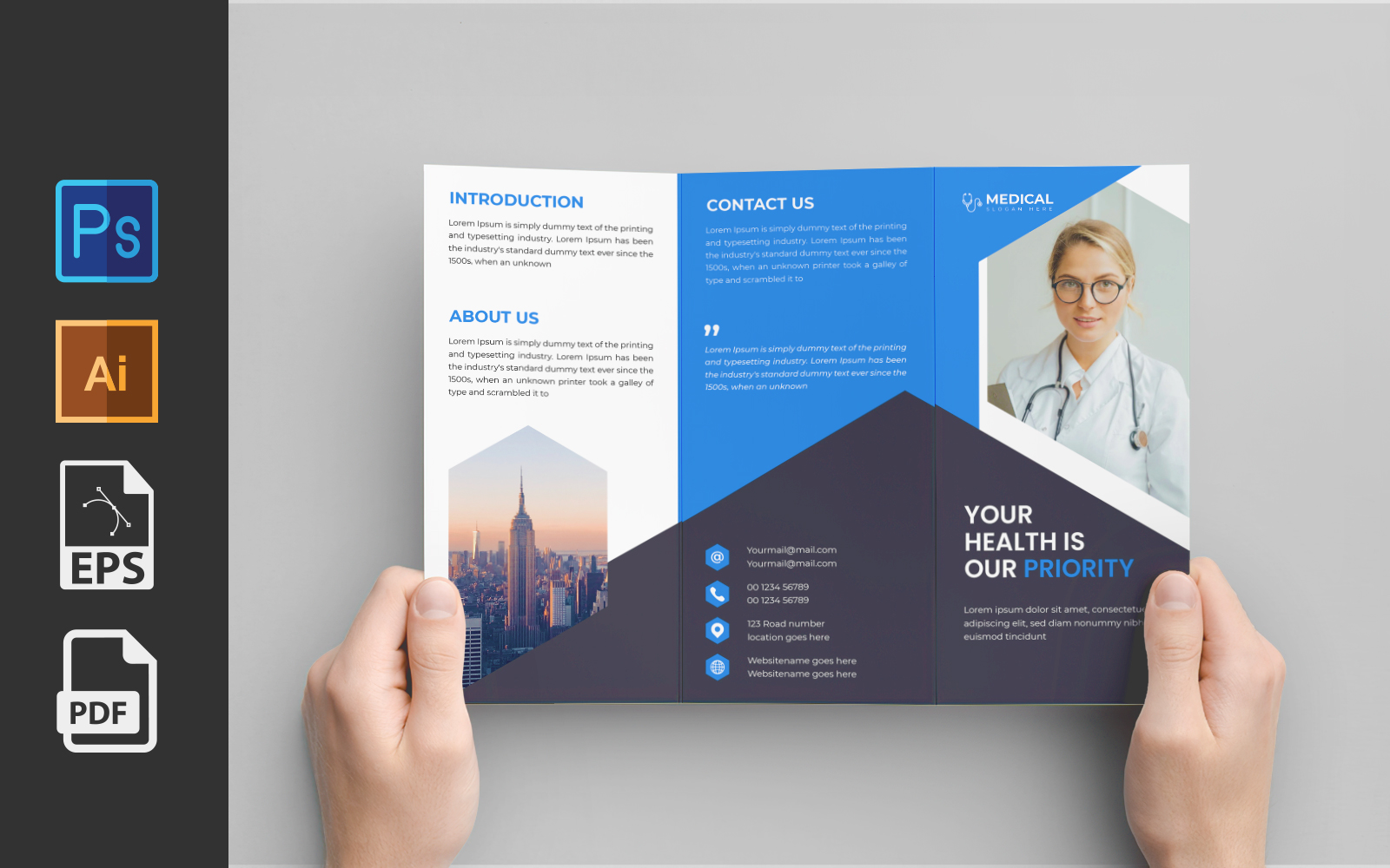 Template #209498 Careclinicbrochureflyerleafletcovermanual Reporttrifold Webdesign Template - Logo template Preview