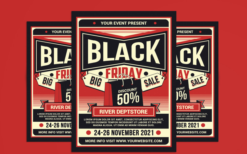 Black Friday Sale Flyer Retro Style Corporate Identity