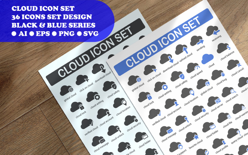 Cloud Icon Concept Iconset template Icon Set