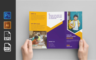 Kids School Admission Trifold Brochure Design Template