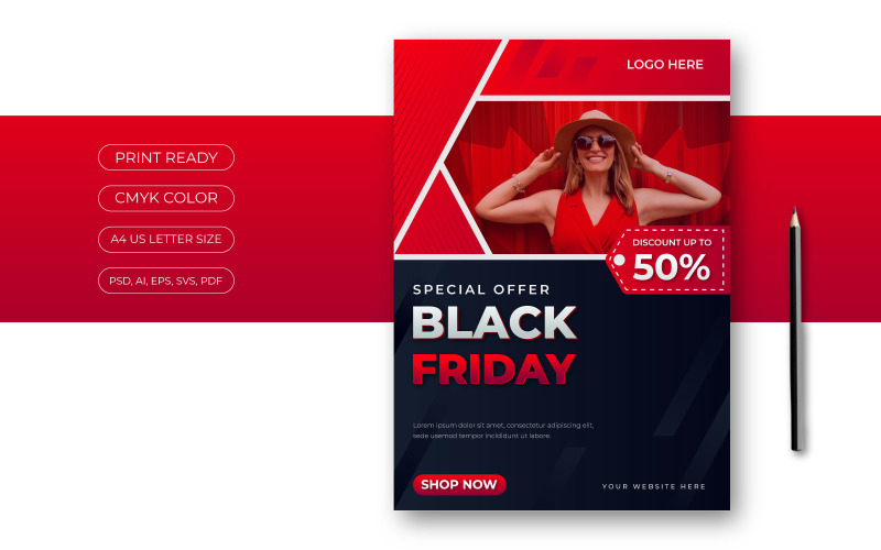Modern Abstract Black Friday Flyer Design Corporate Identity