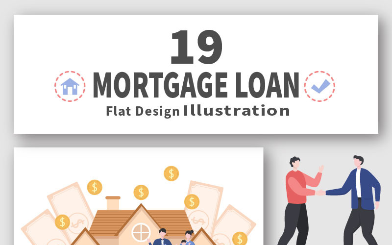 19 Mortgage Loan Debt Instruments Vector illustration Illustration