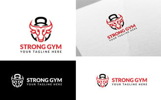 Strong Gym Logo with Kettlebell And Bull