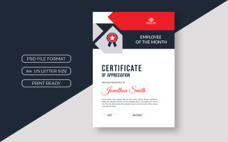 Certificate Layout with Sidebar and Red Shape