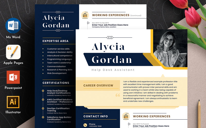 Modern Creative Editable Resume Cv Template With Word Apple Pages Format Resume Template