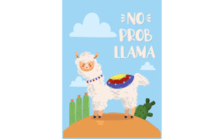 No Prob Llama with Llama Character Illustration