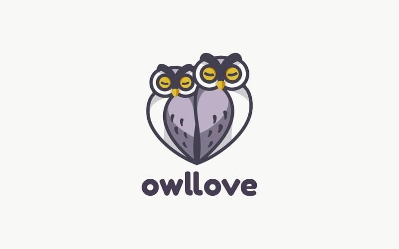 Owl Love Simple Mascot Logo Style Logo Template