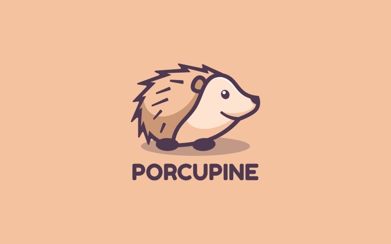 Porcupine Simple Mascot Logo Style Logo Template