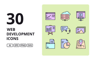 Web Development Icons In Two Variations