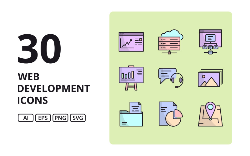 Web Development Icons In Two Variations Icon Set
