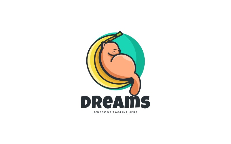 Cat Dreams Simple Mascot Logo Logo Template