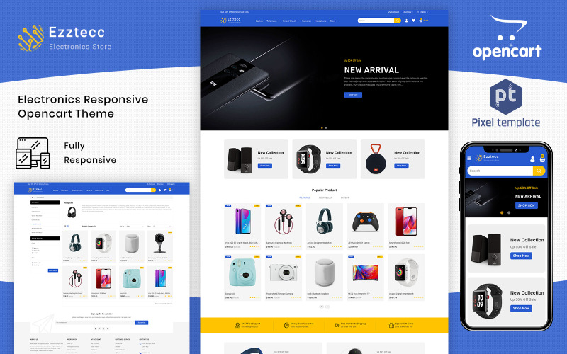 Ezztecc - Electronics Multipurpose OpenCart OpenCart Template