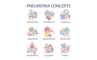 Pneumonia Concept Icons Set