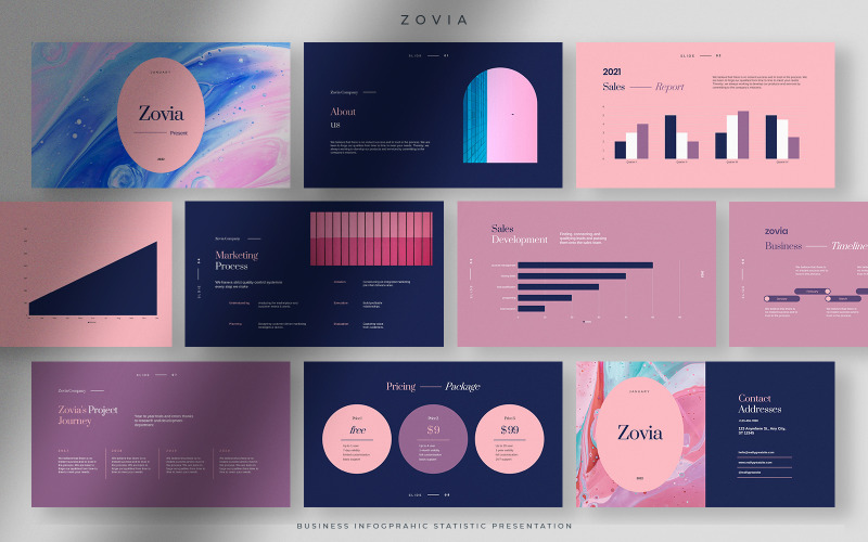 Zovia - Starlight Professional Infographic Statistics Presentation PowerPoint Template
