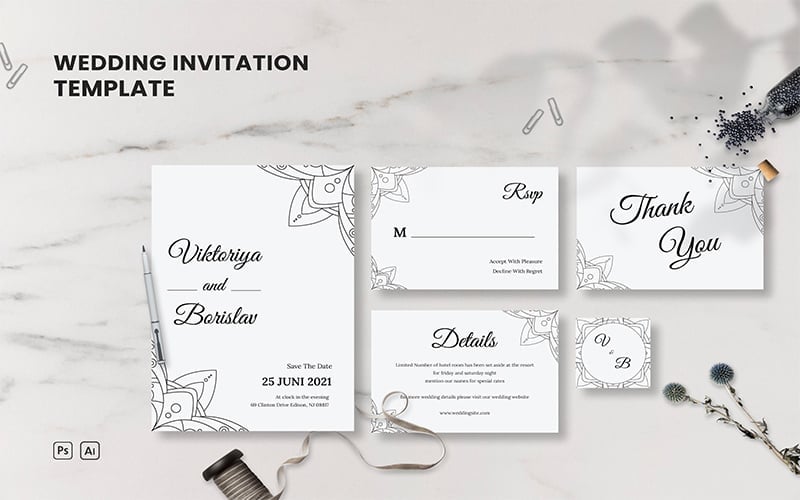 Kit Graphique #209817 Mariage Invitation Divers Modles Web - Logo template Preview