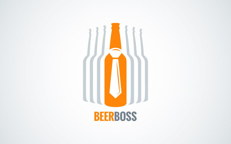 Beer Bottle Boss Concept Design Logo Template