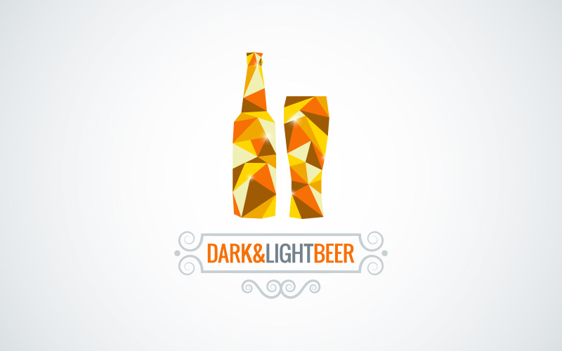 Beer Bottle Poly Design Vector Logo Template