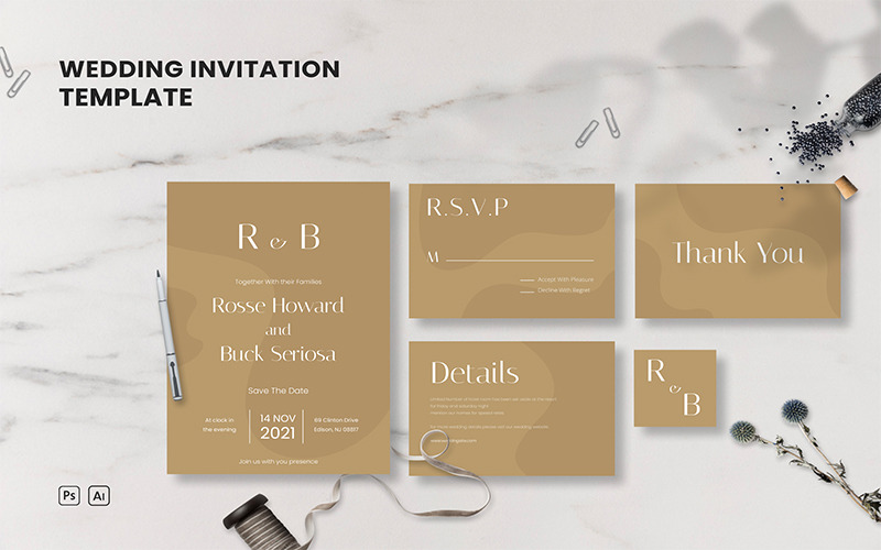 Wedding Set 4 - Invitation Template Corporate Identity