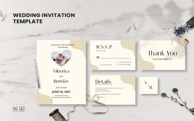Wedding Set 6 - Invitation Template Corporate Identity