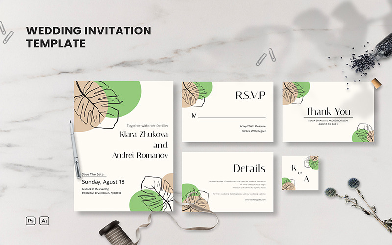 Wedding Set 7 - Invitation Template Corporate Identity