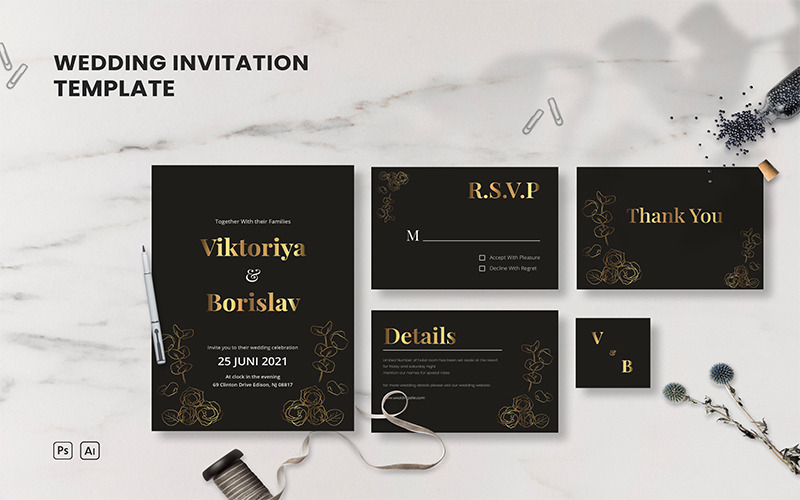 Wedding Set 8 - Invitation Template Corporate Identity