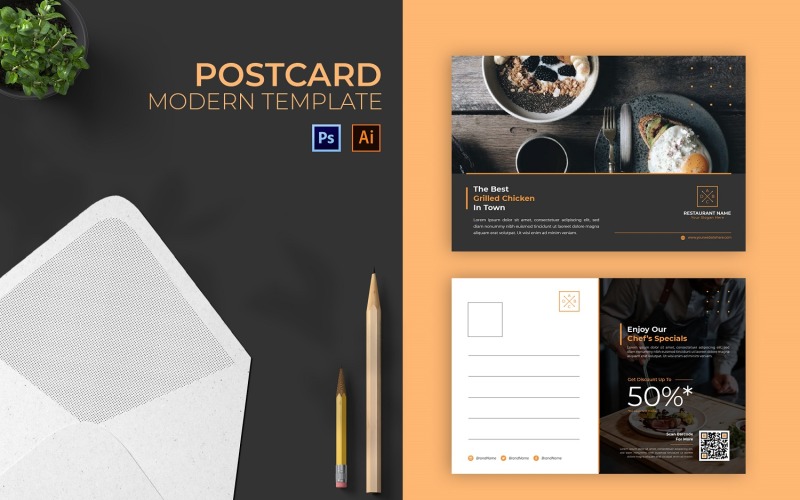 ABCD Restaurant Post Card Corporate Identity