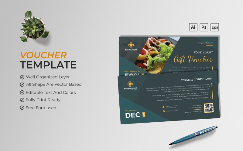 Food Court Discount Gift Voucher Corporate Identity