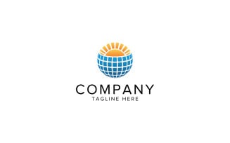 Glob Solar Business Logo Design Vector Template or Solar Logo Design