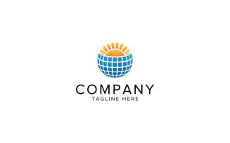 Glob Solar Business Logo Design Vector Template or Solar Logo Design