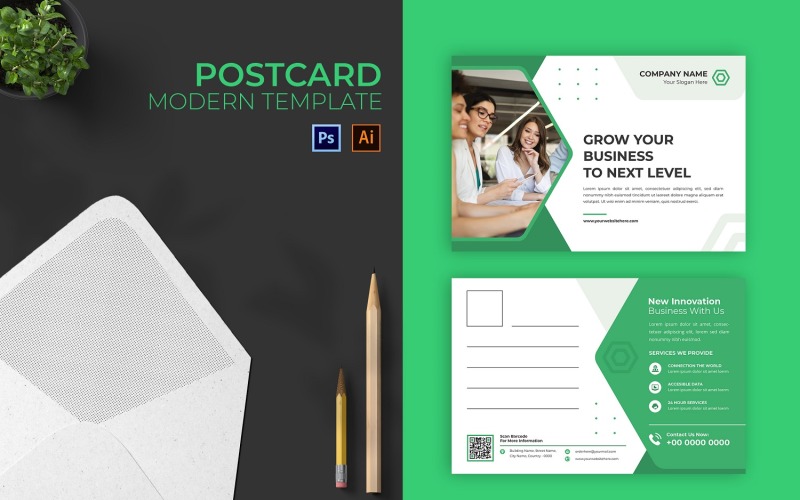 Green Corporation Post Card Corporate Identity