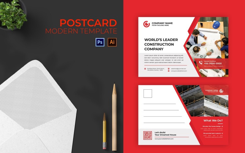 Reddish Construction Post Card Corporate Identity