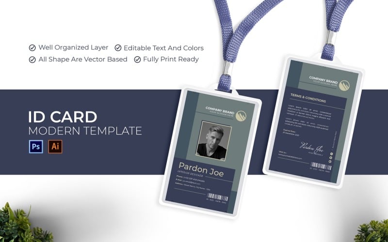 Vintage Matte ID Card Template Corporate Identity